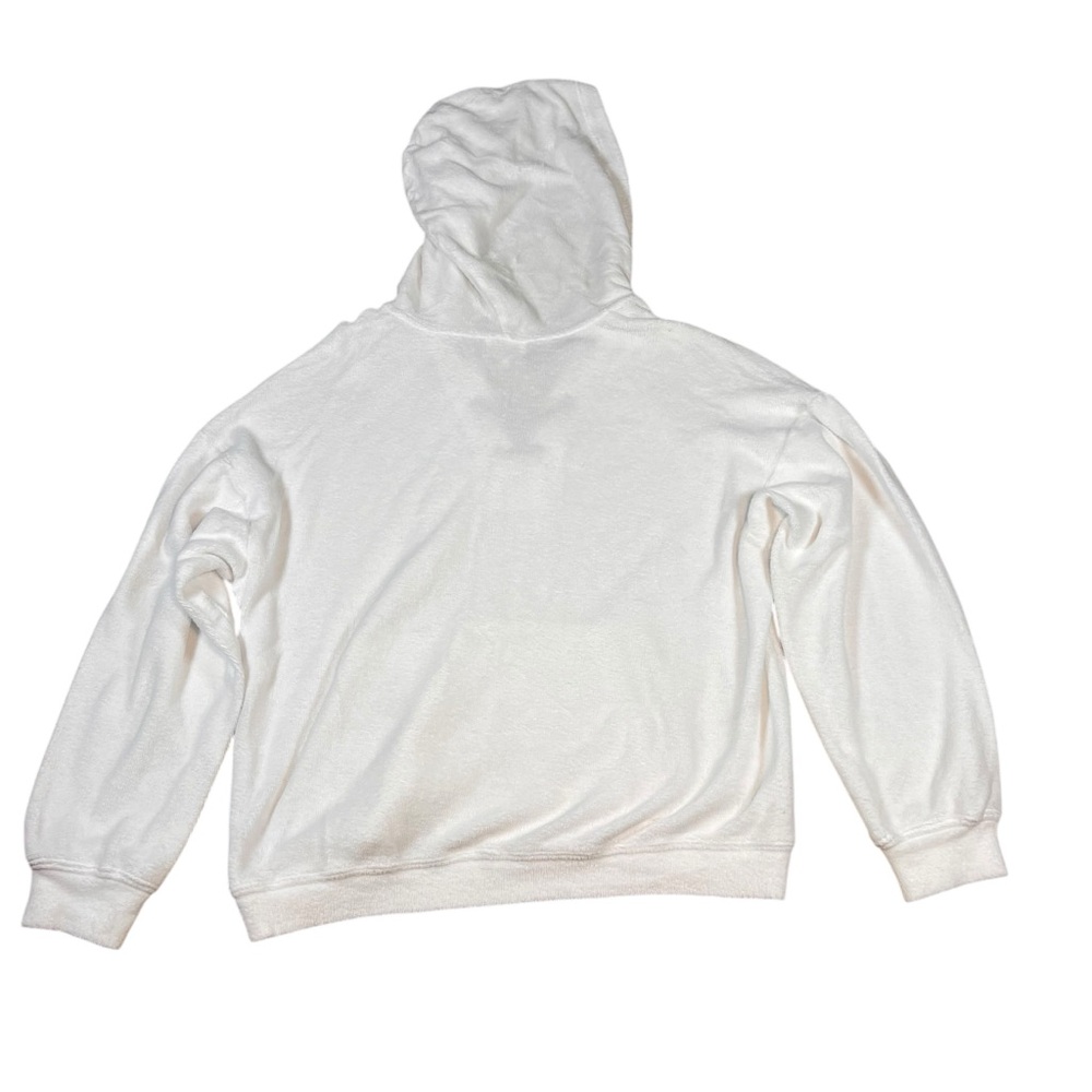 Faux Sherpa Lace-Up Hoodie Size 0/XS Cozy Pullover Sweatshirt - Picture 7 of 9